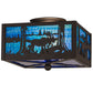 Meyda Lighting Moose at Lake 15" 2-Light Oil Rubbed Bronze Flush Mount Light With Light Blue & Dark Blue Art Shade Glass