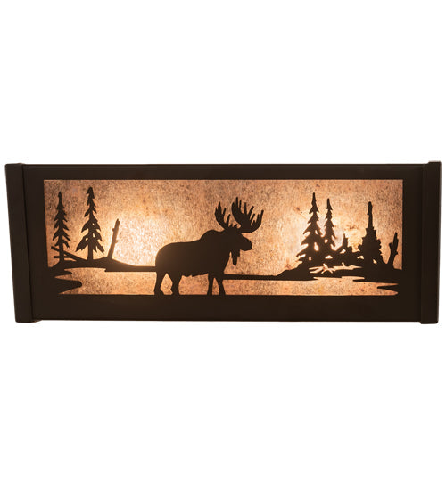Meyda Lighting Moose at Lake 16" 2-Light Oil Rubbed Bronze Vanity Light With Silver Mica Shade Glass