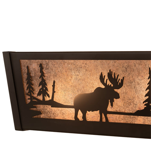 Meyda Lighting Moose at Lake 16" 2-Light Oil Rubbed Bronze Vanity Light With Silver Mica Shade Glass