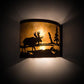 Meyda Lighting Moose at Lake 16" 2-Light Rust Wall Sconce With Amber Mica Shade Glass