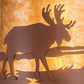 Meyda Lighting Moose at Lake 16" 2-Light Rust Wall Sconce With Amber Mica Shade Glass