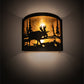 Meyda Lighting Moose at Lake 16" 2-Light Textured Black Wall Sconce With Amber Mica Shade Glass