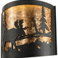 Meyda Lighting Moose at Lake 16" 2-Light Textured Black Wall Sconce With Amber Mica Shade Glass