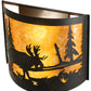 Meyda Lighting Moose at Lake 16" 2-Light Textured Black Wall Sconce With Amber Mica Shade Glass