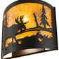 Meyda Lighting Moose at Lake 16" 2-Light Textured Black Wall Sconce With Amber Mica Shade Glass
