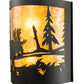 Meyda Lighting Moose at Lake 16" 2-Light Textured Black Wall Sconce With Amber Mica Shade Glass