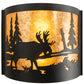 Meyda Lighting Moose at Lake 16" 2-Light Textured Black Wall Sconce With Amber Mica Shade Glass