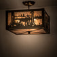 Meyda Lighting Moose at Lake 20" 3-Light Timeless Bronze Flush Mount Light With Silver Mica Shade Glass