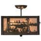 Meyda Lighting Moose at Lake 20" 3-Light Timeless Bronze Flush Mount Light With Silver Mica Shade Glass