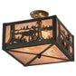 Meyda Lighting Moose at Lake 20" 3-Light Timeless Bronze Flush Mount Light With Silver Mica Shade Glass