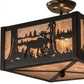 Meyda Lighting Moose at Lake 20" 3-Light Timeless Bronze Flush Mount Light With Silver Mica Shade Glass