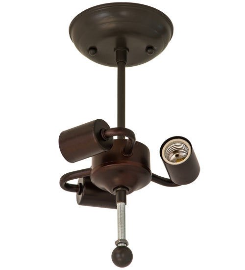 Meyda Lighting Moose at Lake 20" 3-Light Timeless Bronze Flush Mount Light With Silver Mica Shade Glass