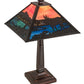 Meyda Lighting Moose at Lake 22" Craftsman Brown Table Lamp With Multi-Colored Shade Glass