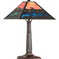 Meyda Lighting Moose at Lake 22" Craftsman Brown Table Lamp With Multi-Colored Shade Glass