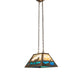 Meyda Lighting Moose at Lake 23" 3-Light Antique Copper Island Pendant Light With Beige Flemish and Blue Green Ripple Shade Glass