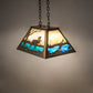 Meyda Lighting Moose at Lake 23" 3-Light Antique Copper Island Pendant Light With Beige Flemish and Blue Green Ripple Shade Glass