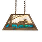 Meyda Lighting Moose at Lake 23" 3-Light Antique Copper Island Pendant Light With Beige Flemish and Blue Green Ripple Shade Glass