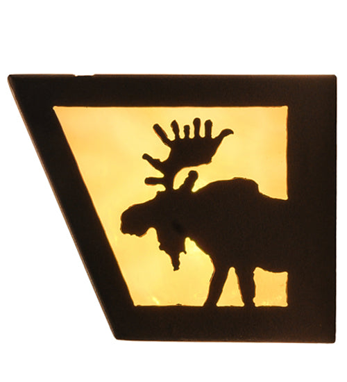 Meyda Lighting Moose at Lake 24" 4-Light Mahogany Bronze Vanity Light With Beige Art Shade Glass