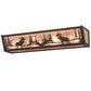 Meyda Lighting Moose at Lake 24" 4-Light Oil Rubbed Bronze Vanity Light With Silver Mica Shade Glass