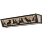 Meyda Lighting Moose at Lake 24" 4-Light Textured Black Vanity Light With Silver Mica Shade Glass