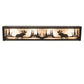 Meyda Lighting Moose at Lake 24" 4-Light Textured Black Vanity Light With Silver Mica Shade Glass