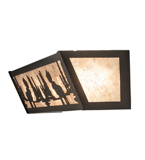 Meyda Lighting Moose at Lake 24" 4-Light Textured Black Vanity Light With Silver Mica Shade Glass