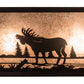 Meyda Lighting Moose at Lake 31" 4-Light Craftsman Brown Vanity Light With Silver Mica Shade Glass