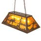 Meyda Lighting Moose at Lake 33" 6-Light Antique Copper Island Pedant Light With Amber Mica Shade Glass