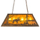 Meyda Lighting Moose at Lake 33" 6-Light Antique Copper Island Pedant Light With Amber Mica Shade Glass