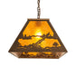 Meyda Lighting Moose at Lake 33" 6-Light Antique Copper Island Pedant Light With Amber Mica Shade Glass