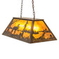 Meyda Lighting Moose at Lake 33" 6-Light Antique Copper Island Pedant Light With Amber Mica Shade Glass