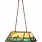 Meyda Lighting Moose at Lake 33" 6-Light Antique Copper Island Pendant Light With Beige & Blue Green Art Shade Glass