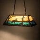 Meyda Lighting Moose at Lake 33" 6-Light Antique Copper Island Pendant Light With Beige & Blue Green Art Shade Glass