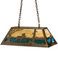 Meyda Lighting Moose at Lake 33" 6-Light Antique Copper Island Pendant Light With Beige & Blue Green Art Shade Glass