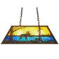 Meyda Lighting Moose at Lake 33" 6-Light Antique Copper Island Pendant Light With Beige & Blue Green Art Shade Glass