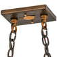 Meyda Lighting Moose at Lake 33" 6-Light Antique Copper Island Pendant Light With Beige & Blue Green Art Shade Glass
