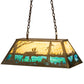 Meyda Lighting Moose at Lake 33" 6-Light Antique Copper Island Pendant Light With Beige & Blue Green Art Shade Glass