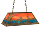 Meyda Lighting Moose at Lake 33" 6-Light Antique Copper Island Pendant Light With Orange & Blue Shade Glass