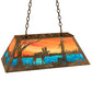 Meyda Lighting Moose at Lake 33" 6-Light Antique Copper Island Pendant Light With Orange & Blue Shade Glass