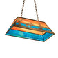 Meyda Lighting Moose at Lake 33" 6-Light Antique Copper Island Pendant Light With Orange & Blue Shade Glass