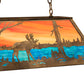 Meyda Lighting Moose at Lake 33" 6-Light Antique Copper Island Pendant Light With Orange & Blue Shade Glass