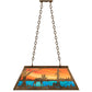 Meyda Lighting Moose at Lake 33" 6-Light Antique Copper Island Pendant Light With Orange & Blue Shade Glass