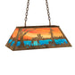 Meyda Lighting Moose at Lake 33" 6-Light Antique Copper Island Pendant Light With Orange & Blue Shade Glass