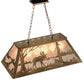 Meyda Lighting Moose at Lake 33" 6-Light Antique Copper Island Pendant Light With Silver Mica Shade Glass