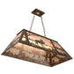 Meyda Lighting Moose at Lake 33" 6-Light Antique Copper Island Pendant Light With Silver Mica Shade Glass
