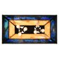 Meyda Lighting Moose at Lake 33" 6-Light Dark Roast Island Pendant Light With Beige & Blue Green Art Shade Glass