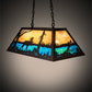 Meyda Lighting Moose at Lake 33" 6-Light Dark Roast Island Pendant Light With Beige & Blue Green Art Shade Glass