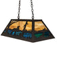 Meyda Lighting Moose at Lake 33" 6-Light Dark Roast Island Pendant Light With Beige & Blue Green Art Shade Glass