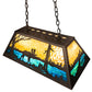 Meyda Lighting Moose at Lake 33" 6-Light Dark Roast Island Pendant Light With Beige & Blue Green Art Shade Glass