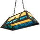 Meyda Lighting Moose at Lake 33" 6-Light Dark Roast Island Pendant Light With Beige & Blue Green Art Shade Glass